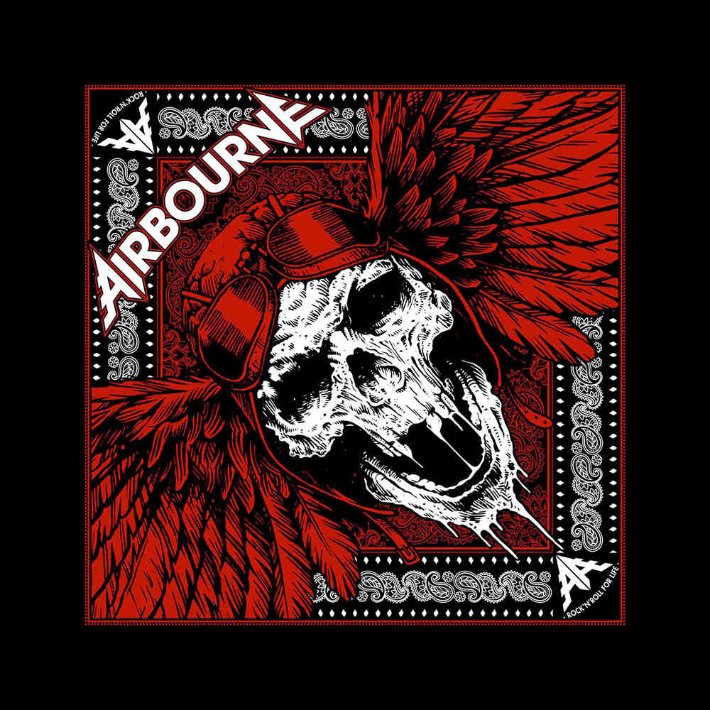 Airbourne - Red Skull Bandana - Zwart